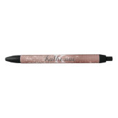 Girly Roos Gold Glam Diamond Sparkle Monogram Naam Zwarte Inkt Pen (Voorkant)