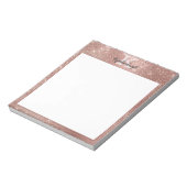 Girly Roos Gold Glam Glitter Sparkle Monogram Naam Notitieblok (Linkerzijde)