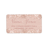 Girly Roos Gold Glitter-adreslabel Etiket (Voorkant)