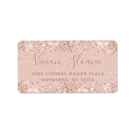 Girly Roos Gold Glitter-adreslabel Etiket