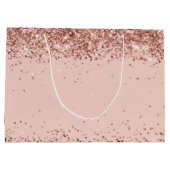 Girly Roos Gold Glitter Birthday Gift Bag Groot Cadeauzakje (Achterkant)