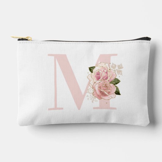 Girly Roos Gold Glitter Bloemblush Monogram Etui (Voorkant)