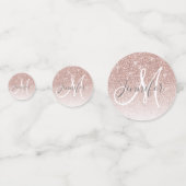 Girly Roos Gold Glitter Blush Monogram Naam Confetti (Achterkanten)