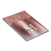 Girly Roos Gold Glitter Blush Ombre Monogram Naam Notitieboek (Rechterzijde)