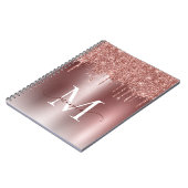 Girly Roos Gold Glitter Blush Ombre Monogram Naam Notitieboek (Linkerzijde)