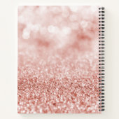 Girly Roos Gold Glitter Bokeh Luxe Monogram Notitieboek (Achterkant)