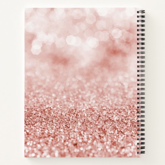 Girly Roos Gold Glitter Bokeh Luxe Monogram Notitieboek (Achterkant)
