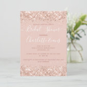 Girly Roos Gold Glitter Bridal Shower Kaart (Staand voorkant)