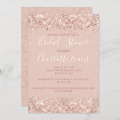 Girly Roos Gold Glitter Bridal Shower Kaart (Voorkant / Achterkant)