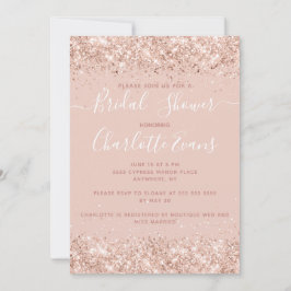 Girly Roos Gold Glitter Bridal Shower Kaart