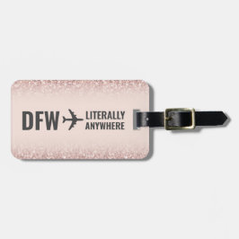 Girly Roos Gold Glitter Custom Airport Code Funny Bagagelabel