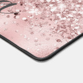 Girly Roos Gold Glitter Custom Name Monogram Bureaumat (Hoek)