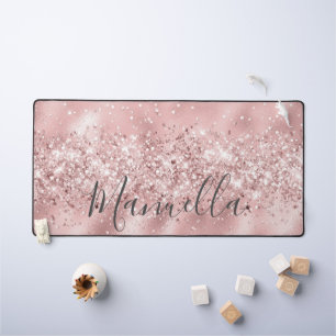 Girly Roos Gold Glitter Custom Name Monogram Bureaumat