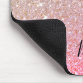 Girly Roos Gold Glitter Custom Name Monogram Muismat (Hoek)