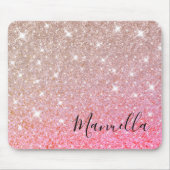 Girly Roos Gold Glitter Custom Name Monogram Muismat (Voorkant)