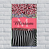 Girly Roos Gold Glitter Drift Blush Pink Leopard Bad Handdoek