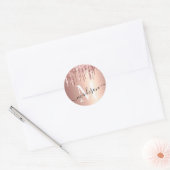Girly Roos Gold Glitter Drip Folie Monogram Ronde Sticker (Envelop)