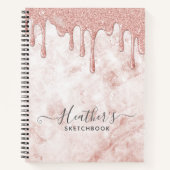 Girly Roos Gold Glitter Drips Sketchbook Notitieboek (Voorkant)