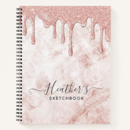 Girly Roos Gold Glitter Drips Sketchbook Notitieboek