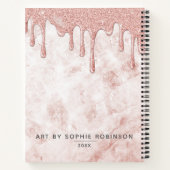 Girly Roos Gold Glitter Drips Sketchbook Notitieboek (Achterkant)