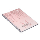 Girly Roos Gold Glitter Drives Ombre Monogram Notitieboek (Rechterzijde)