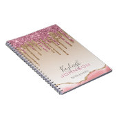 Girly Roos Gold Glitter Drives Ombre Monogram Notitieboek (Rechterzijde)
