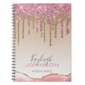 Girly Roos Gold Glitter Drives Ombre Monogram Notitieboek (Voorkant)