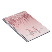 Girly Roos Gold Glitter Drives Ombre Monogram Notitieboek (Rechterzijde)