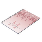 Girly Roos Gold Glitter Drives Ombre Monogram Notitieboek (Linkerzijde)
