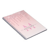 Girly Roos Gold Glitter Drives Ombre Monogram Notitieboek (Rechterzijde)
