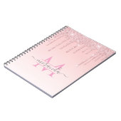 Girly Roos Gold Glitter Drives Ombre Monogram Notitieboek (Linkerzijde)