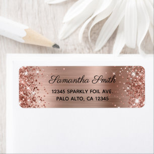 Girly Roos Gold Glitter en Folie Etiket