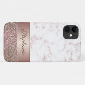 Girly Roos Gold Glitter en Marble Script Naam Case-Mate iPhone Case (Achterkant (horizontaal))