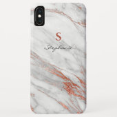 Girly Roos Gold Glitter en White Monogram Case-Mate iPhone Case (Achterkant)