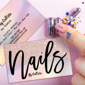 Girly Roos Gold Glitter Iridescent Nail Technician Visitekaartje