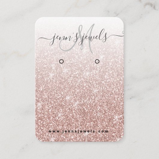 Girly Roos Gold Glitter Jewelry Earring Display Visitekaartje (Voorkant)