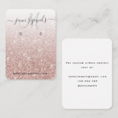 Girly Roos Gold Glitter Jewelry Earring Display Visitekaartje (Voorkant / Achterkant)