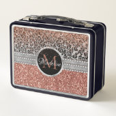 Girly Roos Gold Glitter Leopard Monogram (Achterkant)