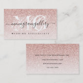 Girly Roos Gold Glitter Luxe Glam Monogram Visitekaartje (Voorkant / Achterkant)