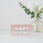 Girly Roos Gold Glitter Luxe Glam Monogram Visitekaartje (Staand voorkant)