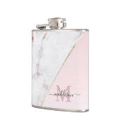 Girly Roos Gold Glitter Marble Monogram Heupfles (Links)