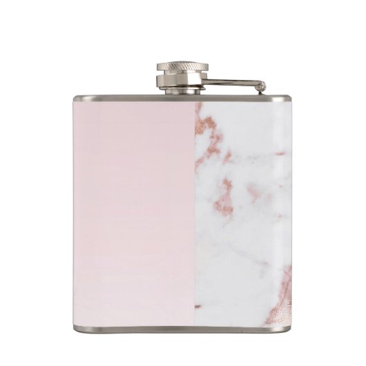 Girly Roos Gold Glitter Marble Monogram Heupfles (Achterkant)