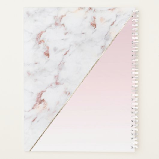 Girly Roos Gold Glitter Marble Monogram Planner (Achterkant)