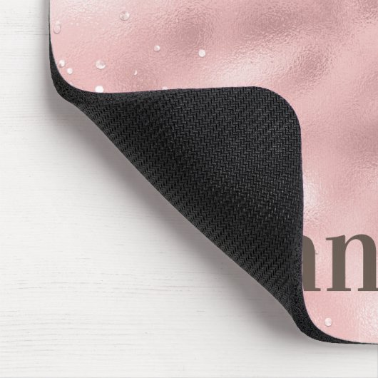 Girly Roos Gold Glitter Monogram Aangepaste naam Muismat (Hoek)