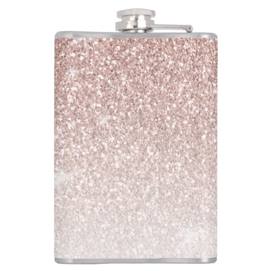 Girly Roos Gold Glitter Monogram Bachelorette Heupfles (Achterkant)