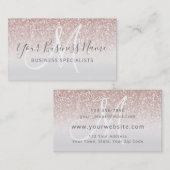 Girly Roos Gold Glitter Monogram Logo Visitekaartje (Voorkant / Achterkant)