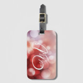 Girly Roos Gold Glitter Monogram Naam Bagagelabel (Voorkant (verticaal))