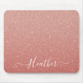 Girly Roos Gold Glitter Monogram Naam Muismat (Voorkant)