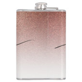 Girly Roos Gold Glitter Monogram Zwart Script Naam Heupfles (Achterkant)