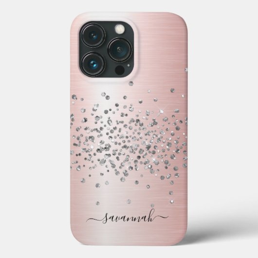 Girly Roos Gold Glitter Name Case-Mate iPhone Case (Achterkant)